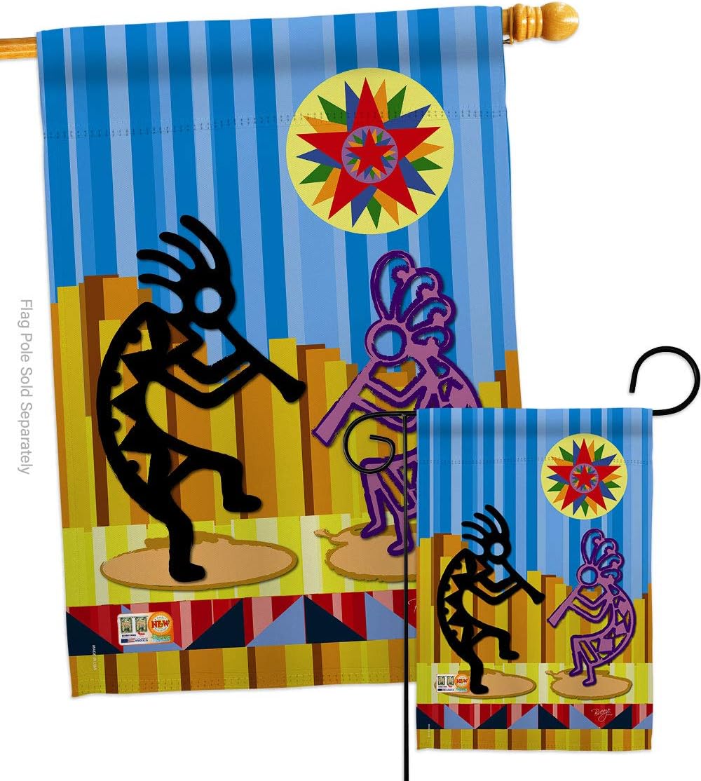 Kokopelli Dream Garden House Flags Set Country Living Southwest Desert Cactus Succulent Particular Area Small Decorative Gift Yard Banner Double-Sided Made In USA 28 X 40