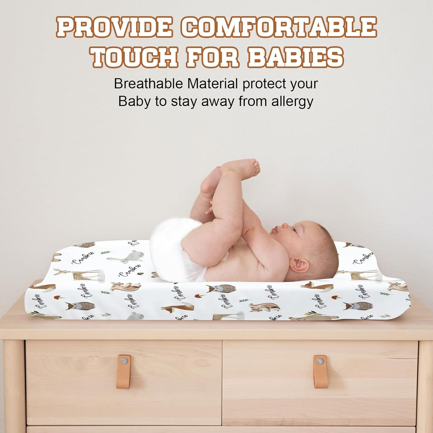 Personalized Baby Changing Pad Cover - 2 Piece Cute Print Baby Pee Pad Cover Nursery Bedding with Name Portable Diaper Changing Pad Gifts for Infant