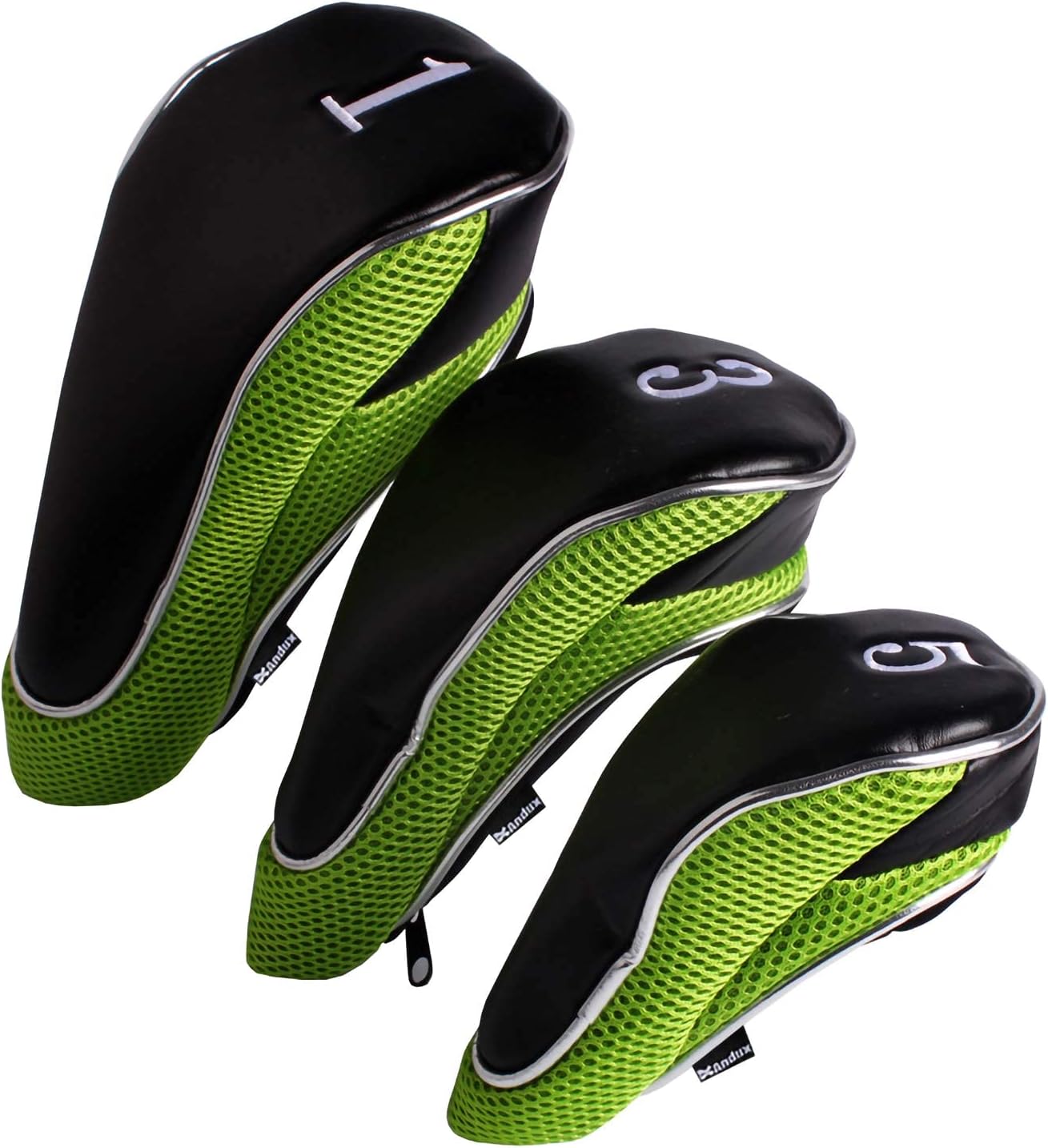 Andux 3pcs/Pack Golf Wood Head Covers + 10pcs/Set Iron Head Covers