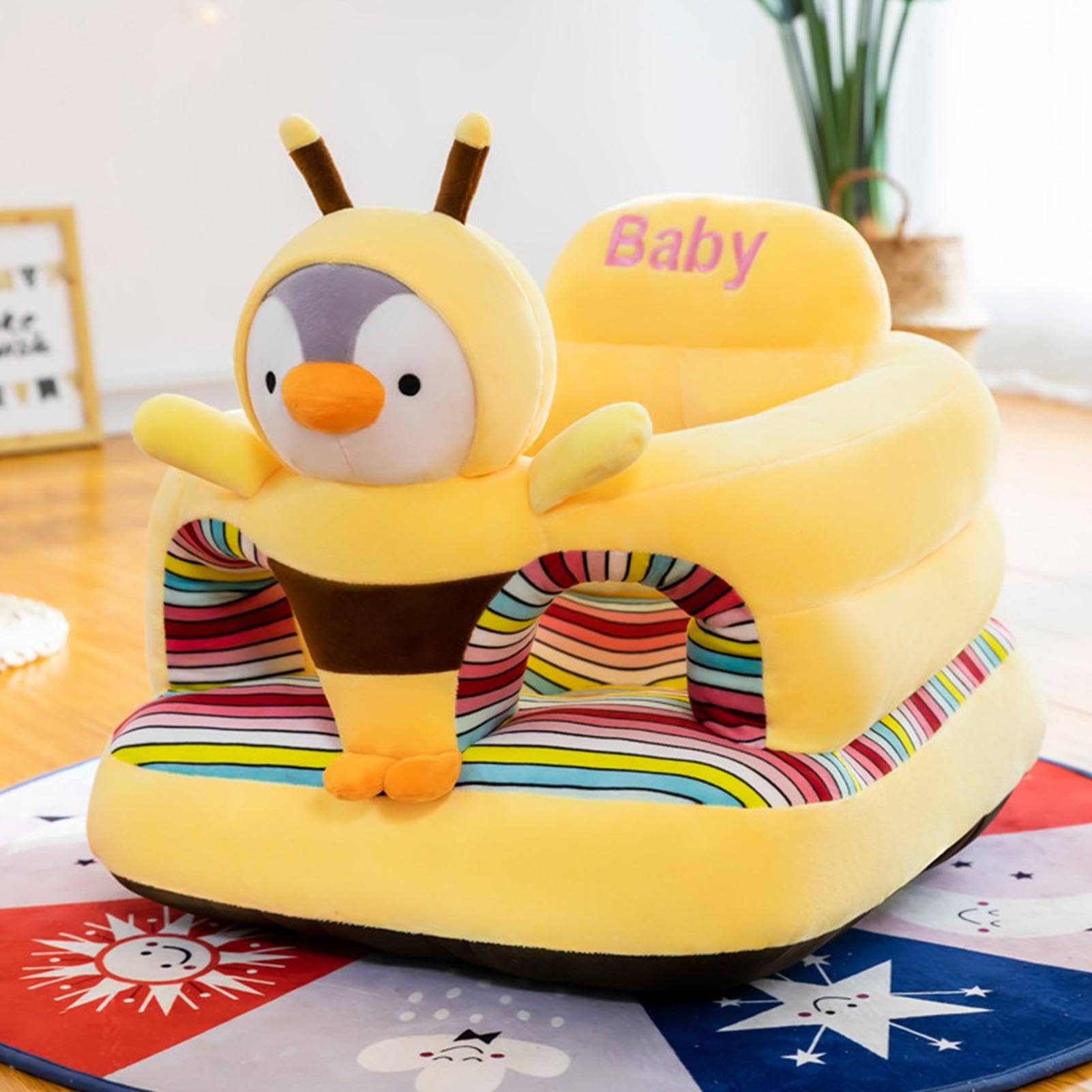 Asiento de apoyo para niños pequeños, bonito asiento de sofá para niños, soporte de asiento de sofá para niños pequeños que aprenden sentados, asiento anticaídas, cojín de asiento en forma de animal,