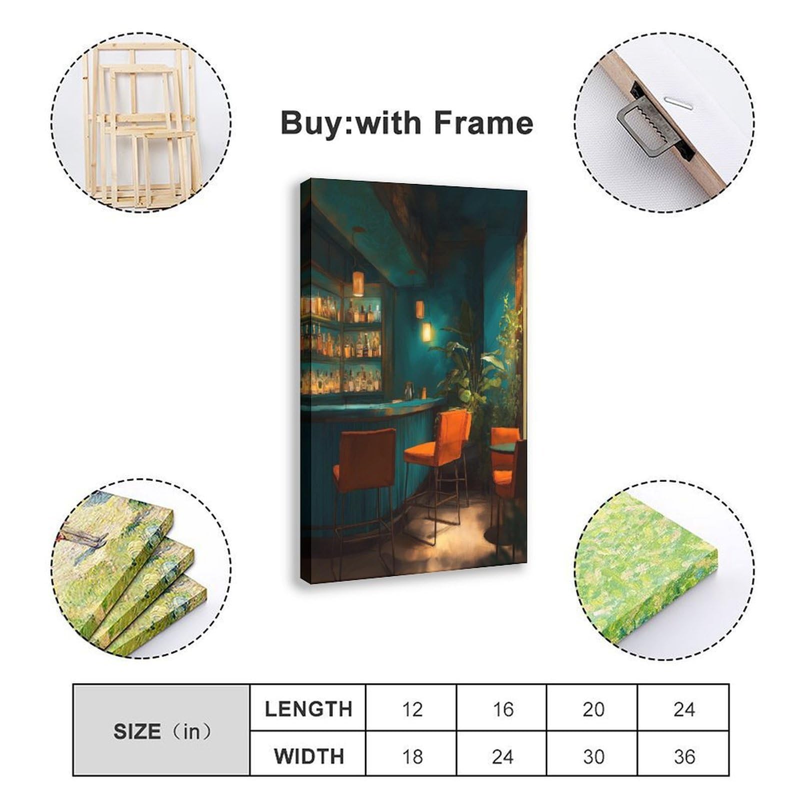 Elegante poster da interni per bar, decorazione moderna su tela, decorazione artistica da parete per soggiorno, camera da letto, decorazione 40,6 cm di lunghezza x 61 cm di larghezza