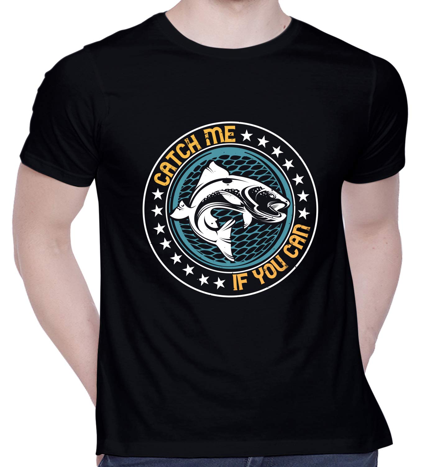 CreativiTGraphic Printed T-Shirt for Unisex Catch me if You can Tshirt | Casual Half Sleeve Round Neck T-Shirt | 100% Cotton | D00443-2157