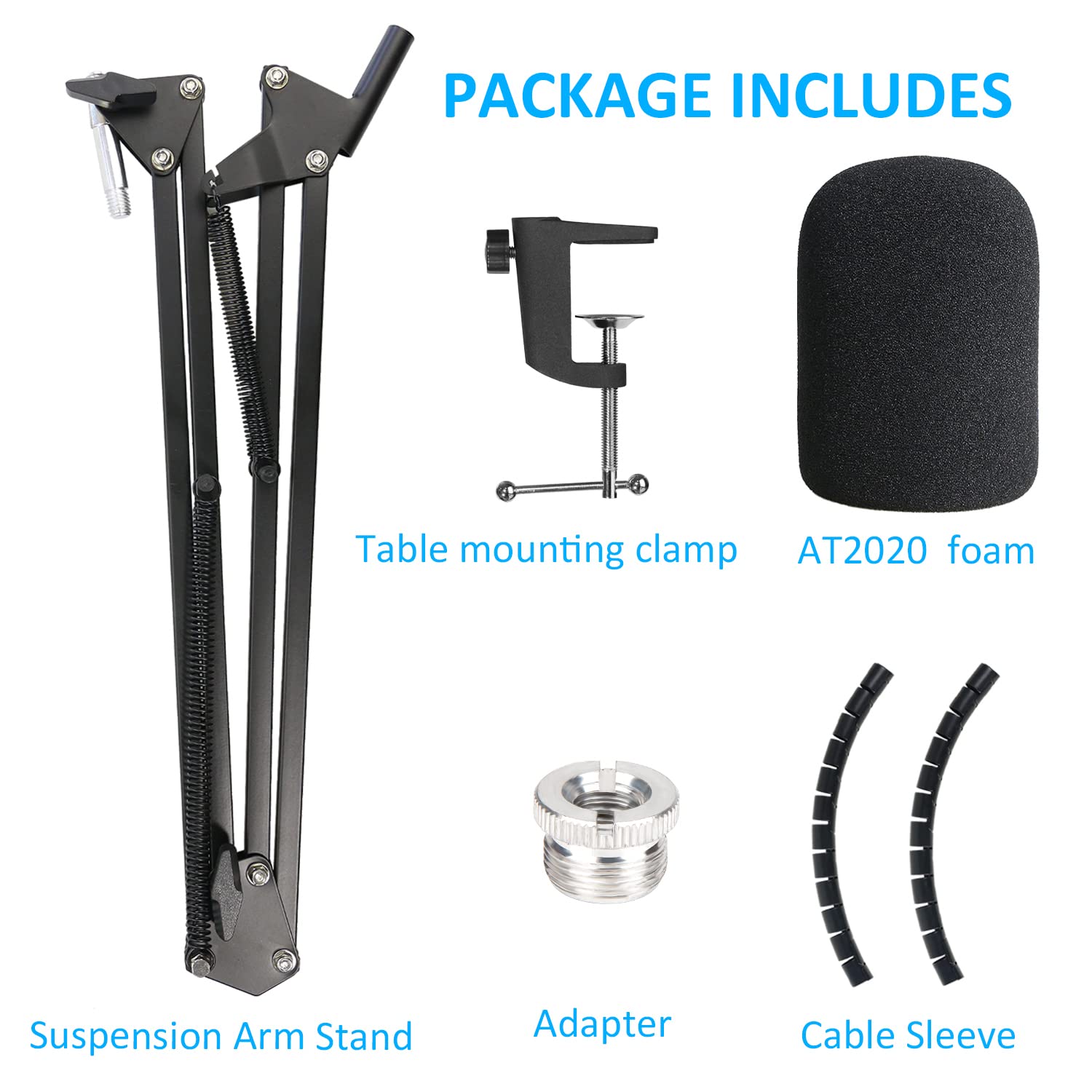AT2020 Support Microphone Professionnel Réglable avec Bonnette Micro et Tube de Fixation Compatible avec Microphone AT2020 AT2020USB+ AT2035 par YOUSHARES