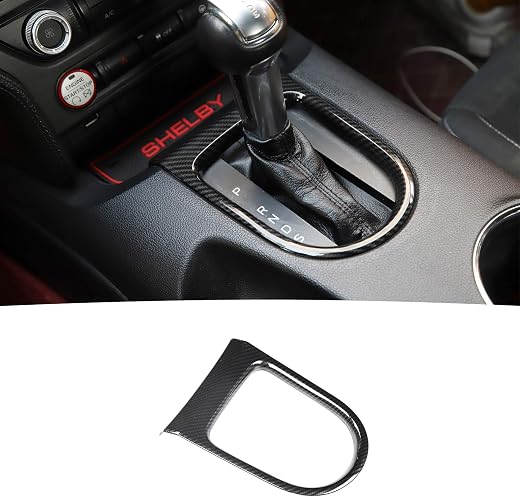 RT-TCZ Shift Lever Frame Cover Interior Trim Sticker Accessories for Ford Mustang 2015 2016 2017 2018 2019 2020 (Carbon Fi...