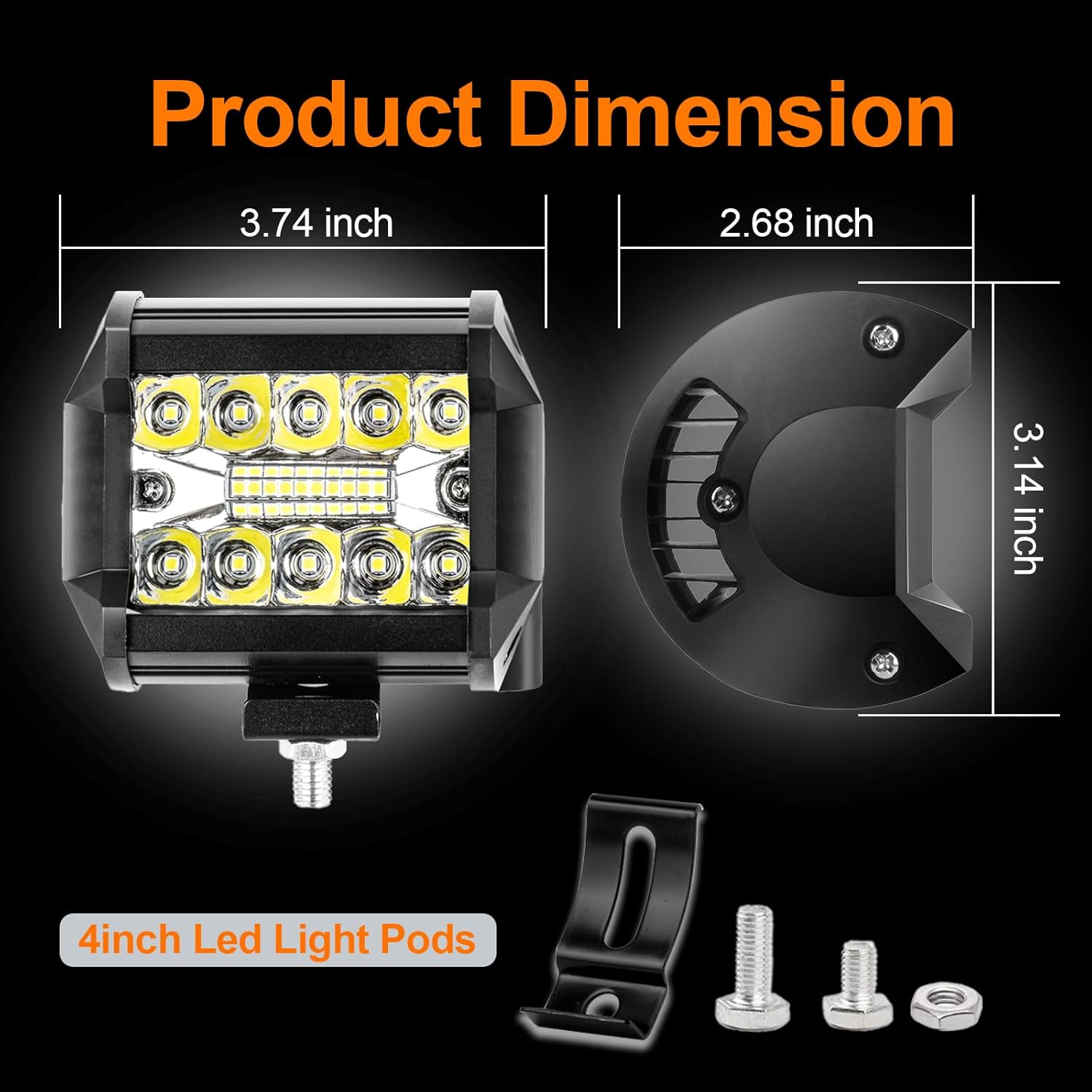 LIGBT 2Pcs 32 Inch 288W Slim LED Light Bar Kit 4PCS LED Pods 4Inch 60W Spot Flood Combo Fog Driving Lights with Wiring Harness