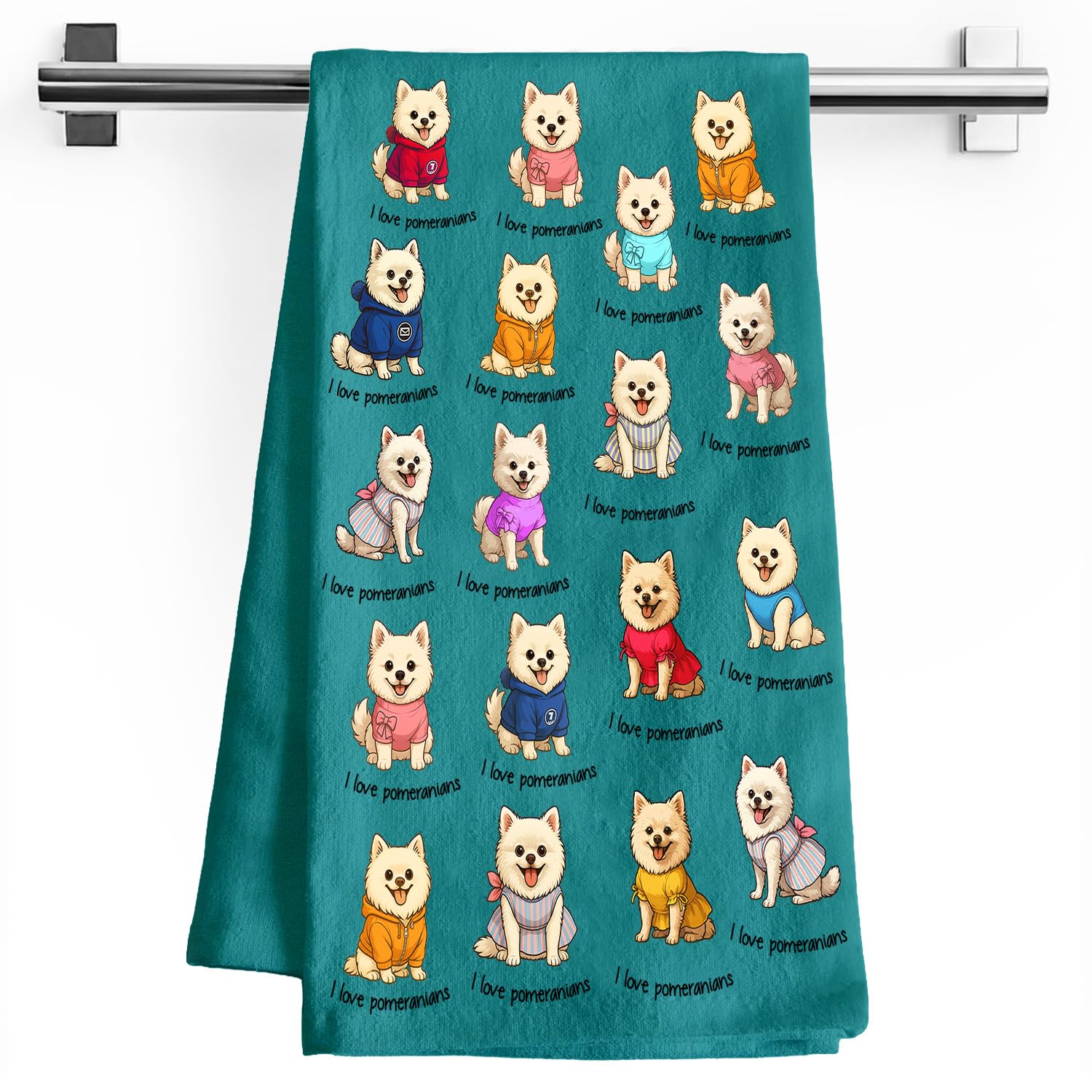Pomeranian Gifts for Women, Funny Cute Dog Design Kitchen Towels, Housewarming Dish Tea Hand Towels for Housewarming Decor,Set of 2