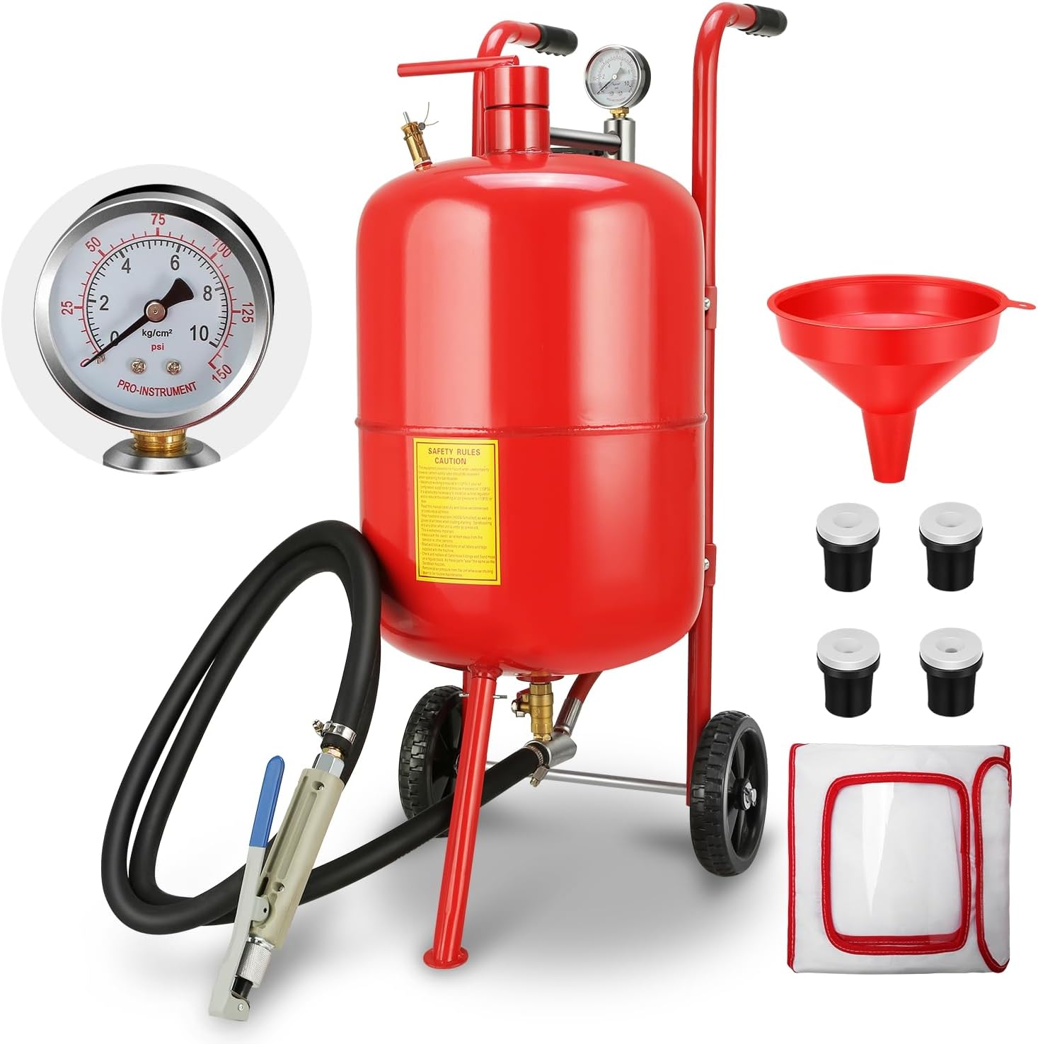 Auto Dynasty 20Gal Sand Blaster, Air Sandblaster Kit with 4 Ceramic Nozzles, 60-110 PSI Pressure Portable Pot Sand Blasting Machine for Paint Stain Rust Removal and Special Surface Treatment