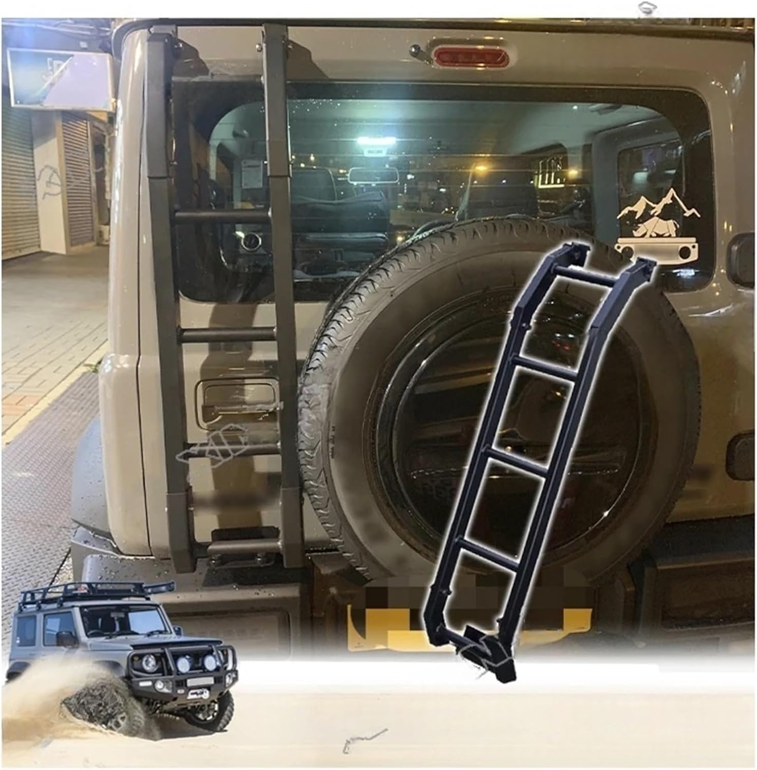 Car Rear Tail Door Laddder Tailgate Ladder Kit Stairs Racks Compatible with Suzuki Jimny JB64 Jb74 2020-2024