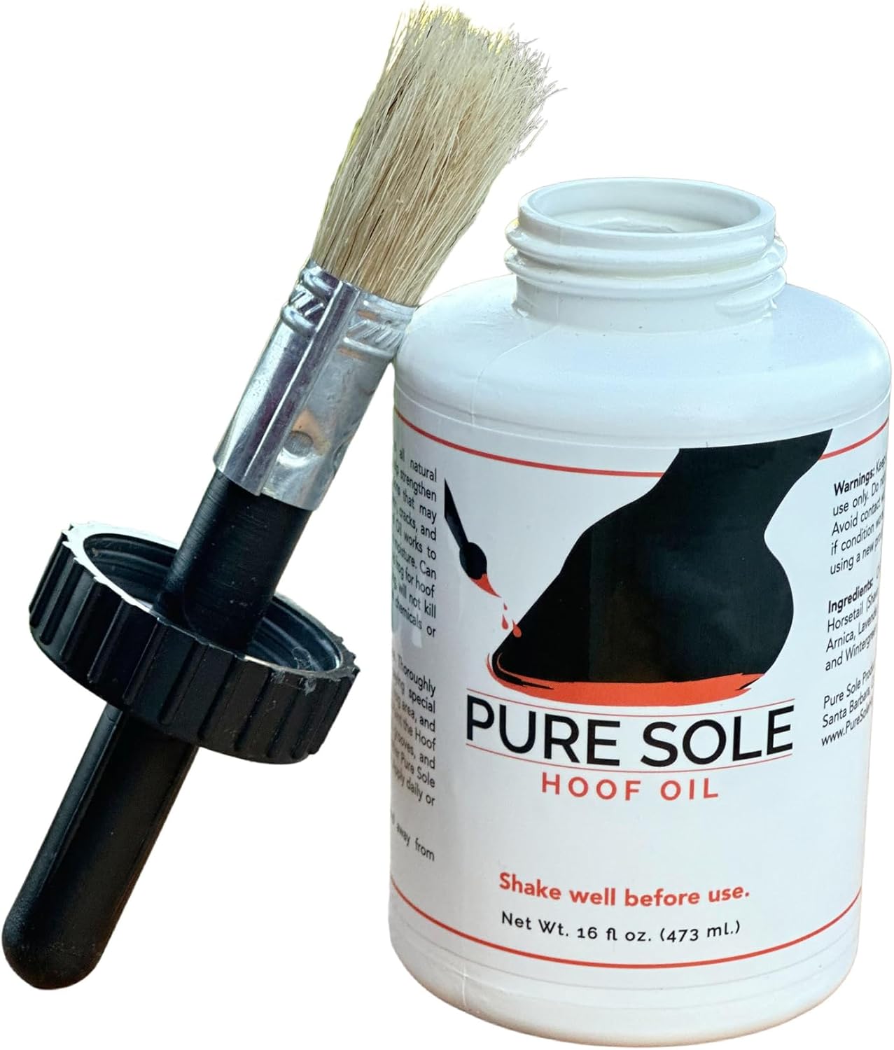 Pure Sole Hoof Oil - All Natural Hoof Conditioner for Horses with Hoof Oil Brush Applicator - Strengthens, Moisturizes and Treats Hoof Problems - 16 fl oz.