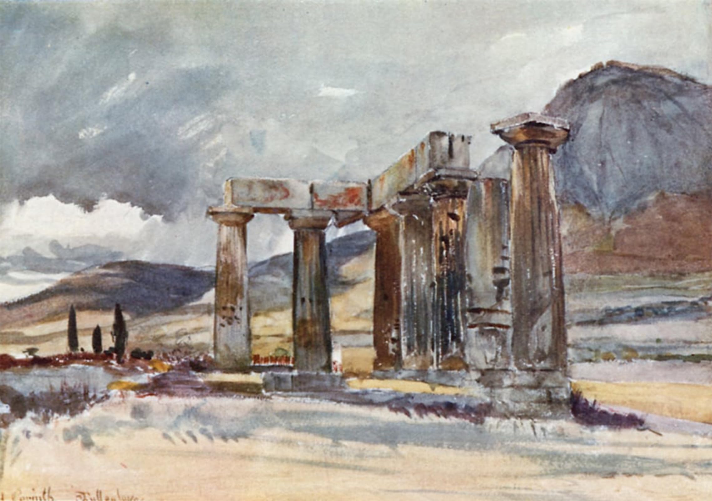 POSTERIIk Vintage Print Pop Art Landscape Artwork the Temple At Corinth by Fulleylove Art Prints for Office Home Decor 60x90cm