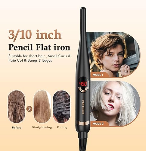 Miniatura 2 de Planchas pequeñas para cabello corto, plancha plana fina de 310 pulgadas para cabello corto, corte Pixie y flequillo, alisador de pelo pequeño de