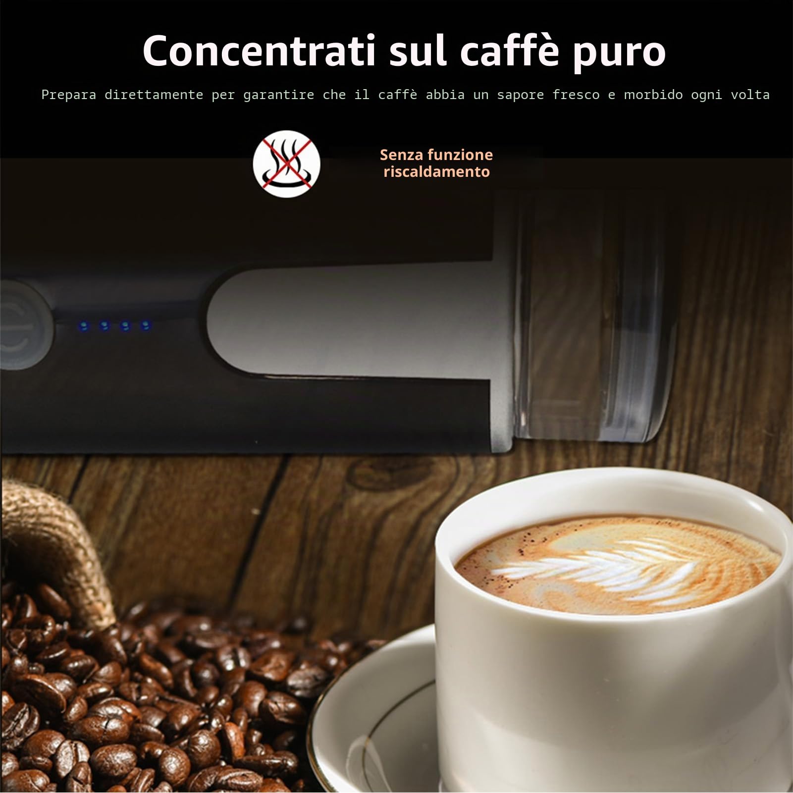 Macchina per caffè Espresso elettrica Portatile Mini Macchina per caffè Monodose da 6 Once con Tazza di caffè in Polvere e Contenitore per Capsule Batteria Ricaricabile da 1200 mAh