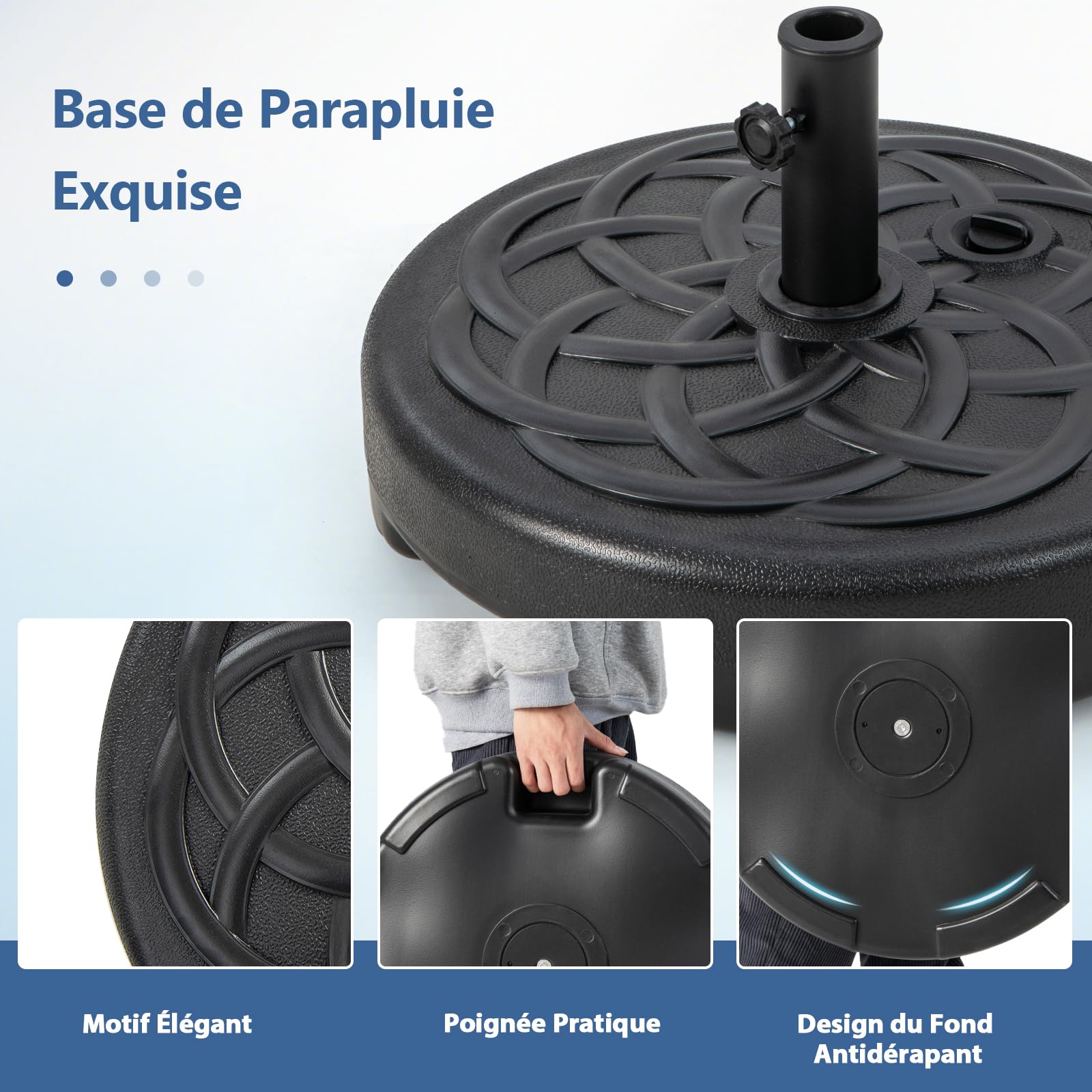 RELAX4LIFE Base de Parasol Déporté à Remplir d'eau et Sable 18KG (46KG)