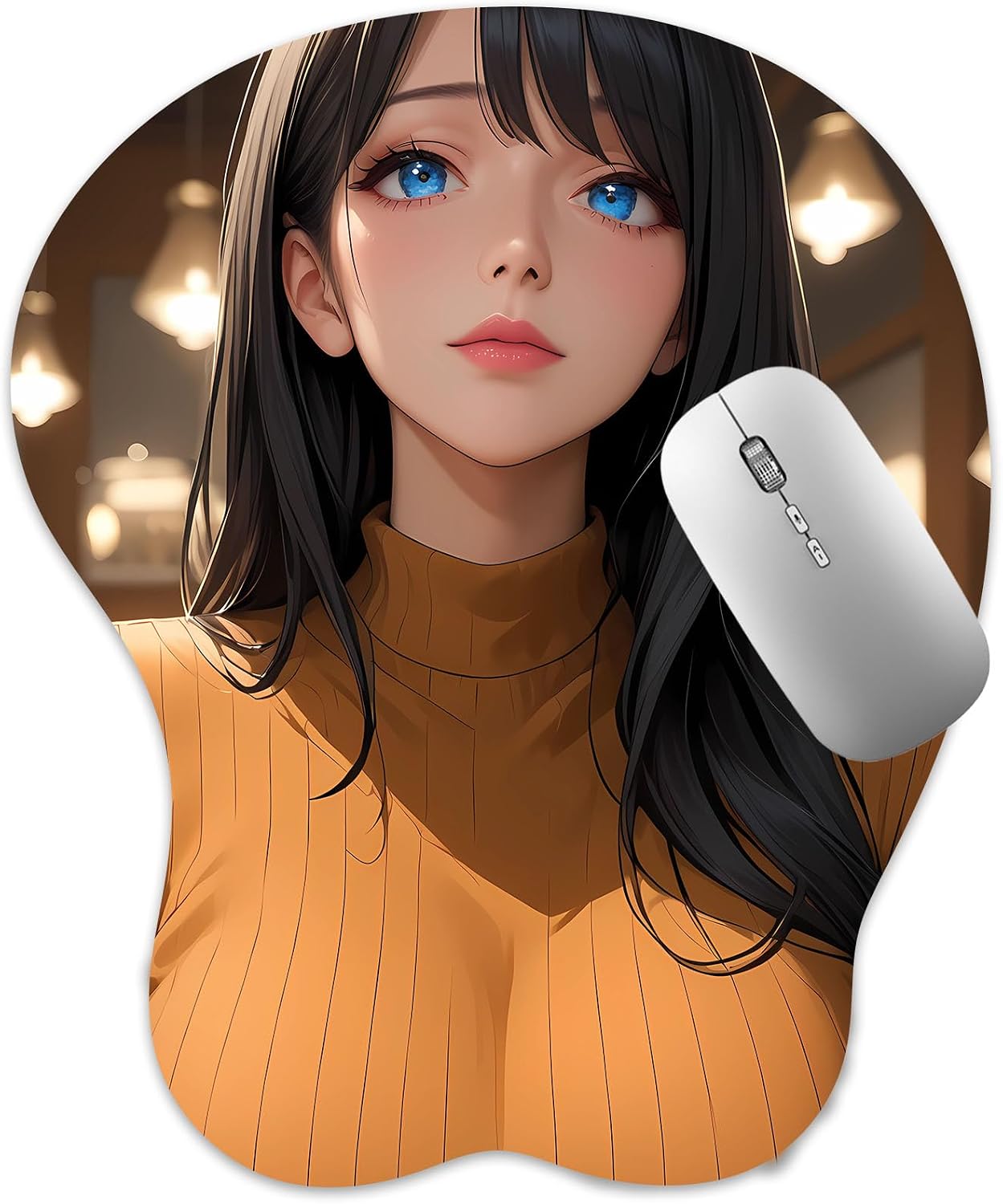 3D Mouse Pad, Oppai Mousepad with Soft Gel Wrist Rest Anime Manga Gaming Boob pad Anti-Slip Mouse Mat (Mika)