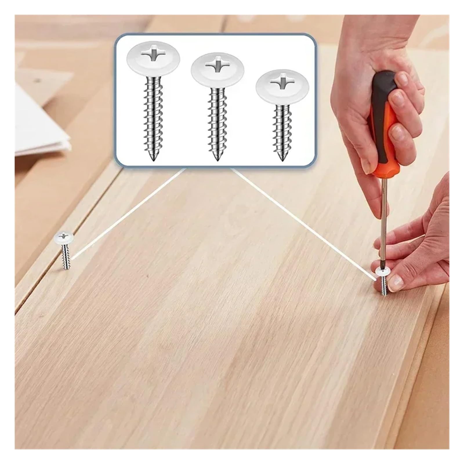 Genérico Tornillo autorroscante de Cabeza Plana for Madera con Hueco en Cruz, for Madera, Chapa Blanca, Rosca Redonda, for gabinete(ST4.2 50)