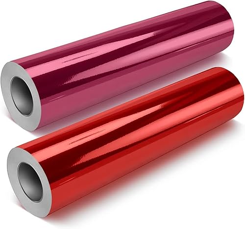 Miniatura 1 de VViViD DECO65 - Paquete de 2 rollos de vinilo cromado brillante para manualidades, 2 rollos de 7 x 1 pie (rosa y rojo) - M0