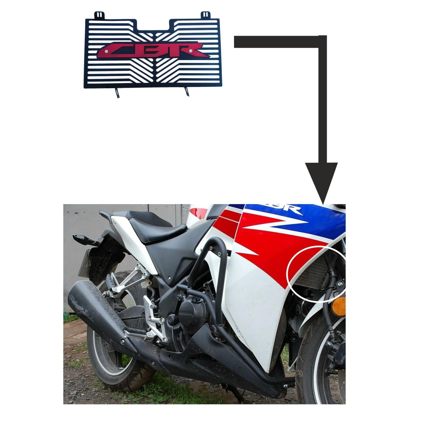 B.K ACCESSORIES Radiator Grill Guard Metal For Honda CBR 250 Black & Red c - Image 2 thumbnail
