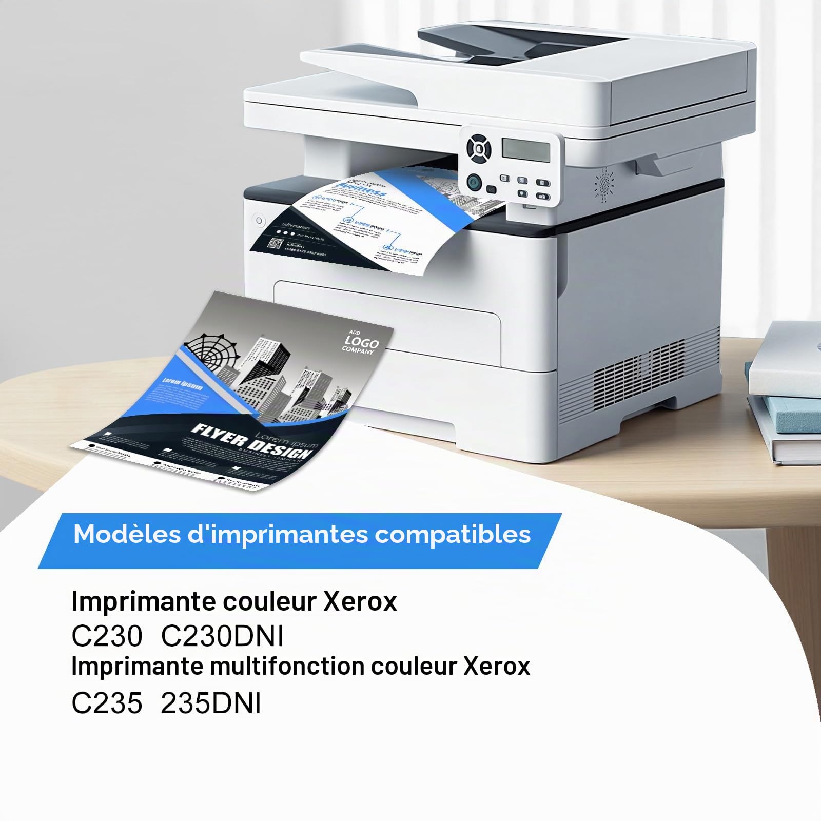 Cartouches de toner compatibles C230 C235 pour Xerox C235 C230 | Lot de 4 cartouches de toner pour Xerox C235 C230 C235DNI C230DNI C235/DNI C230/DNI - 006R04383 006R04384 006R04385 006R04386