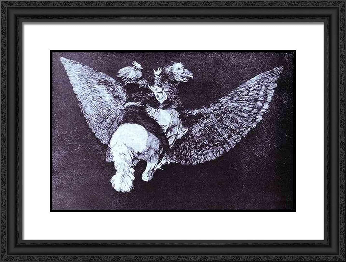 ArtDirect Goya, Francisco 24x18 Gold Ornate Framed Art Print with Double Matting Titled: Absurdity Flying