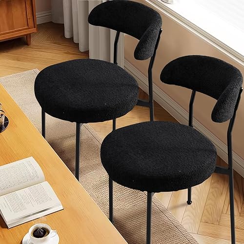 Miniatura 9 de SoarFlash Sillas de comedor, Beige Boucle Sillas de comedor Juego de 4, sillas de comedor de cocina con respaldo curvado tapizado de mediados de