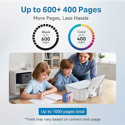 Vista 2 de Paquete combinado de cartuchos de tinta negro y a color remanufacturados 65 XL, repuesto para cartuchos HP 65 y 65XL (HP65), compatibles