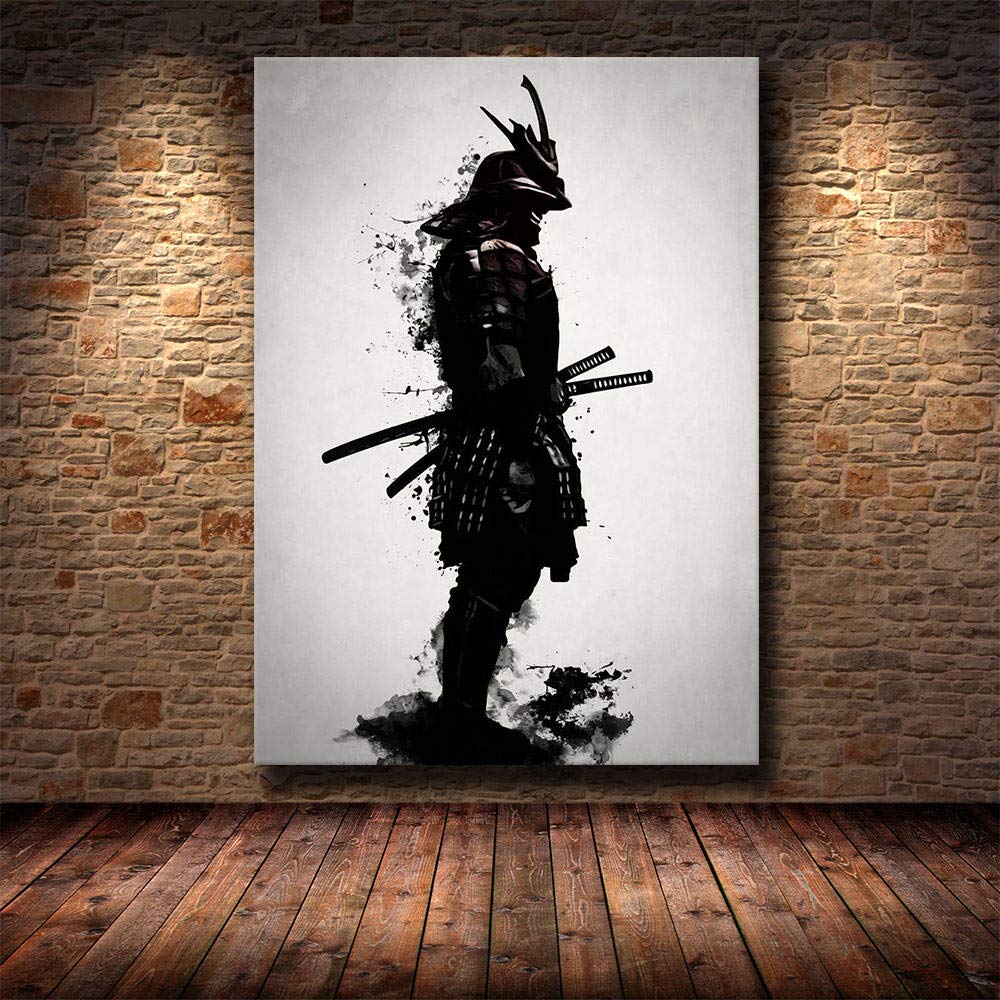 Cuadros,Pintura De Arte De Pared, Decoración del Hogar Samurai Blindado Japón Anime Lienzo Impresiones Imágenes Cartel Nórdico Modular para Sala De Estar, Carteles De Dormitorio para Hombres -50X70Cm