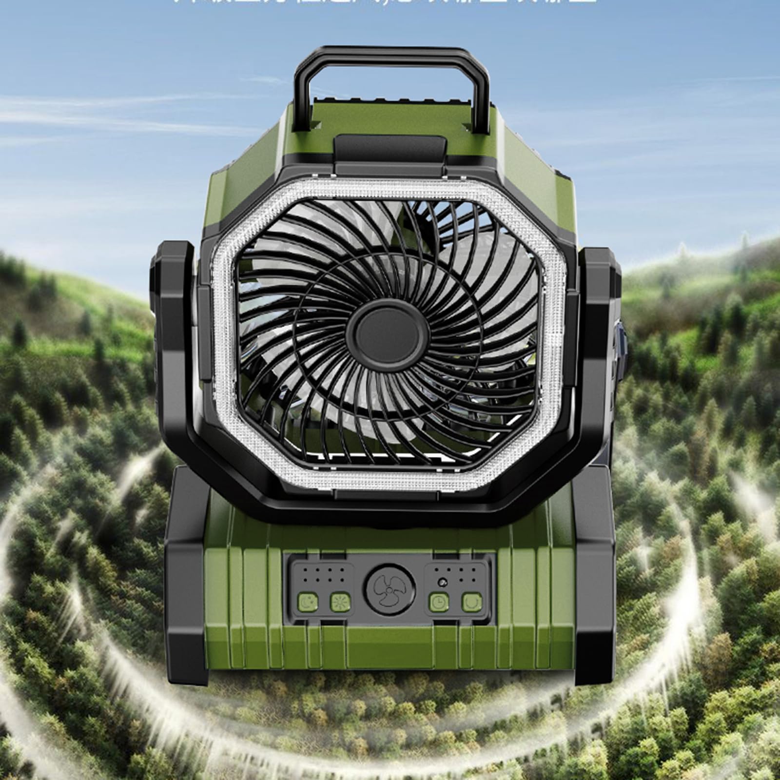 Ventilatore per tenda con luce a LED, alimentato a batteria, ricaricabile tramite USB, 20000 mAh, potente per campeggio e interruzioni di corrente, ventilatore ricaricabile