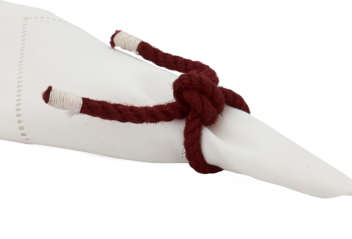 Saro Lifestyle Knotted Rope Napkin Rings (Set of 4), Red, Set of 4