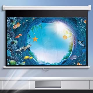 Manual Pull Down Projection Screen, 60 Inch 72 Inch HD Movie Screens, Wall-Mounted/Hanging Projector Screen, Portable Display Screen, Support 4:3 16:9 3D 4K(16:9,72inch)