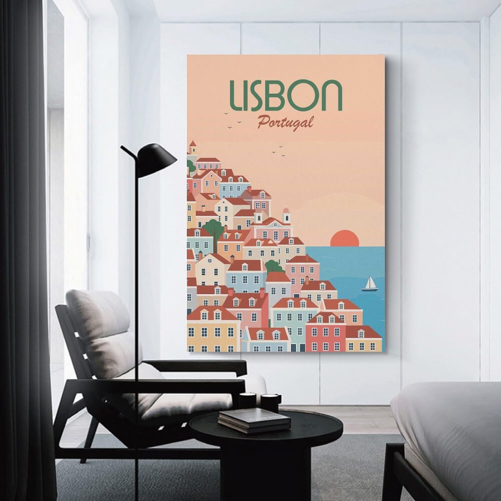 Junmoney Unframe-Style-23-1 Lisbon, Portugal Wall Picture Print, 20X30inch(50X75cm), For Lounge, Study, Hallway Or Flat Walls, Canvas Wall Art That Fits Changing Layouts