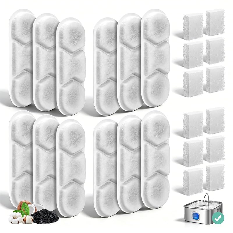 Filtros para Fonte de Água para Cães e Gatos BFLICROY com Filtragem em 4 Camadas para WF120, Pacote com 12