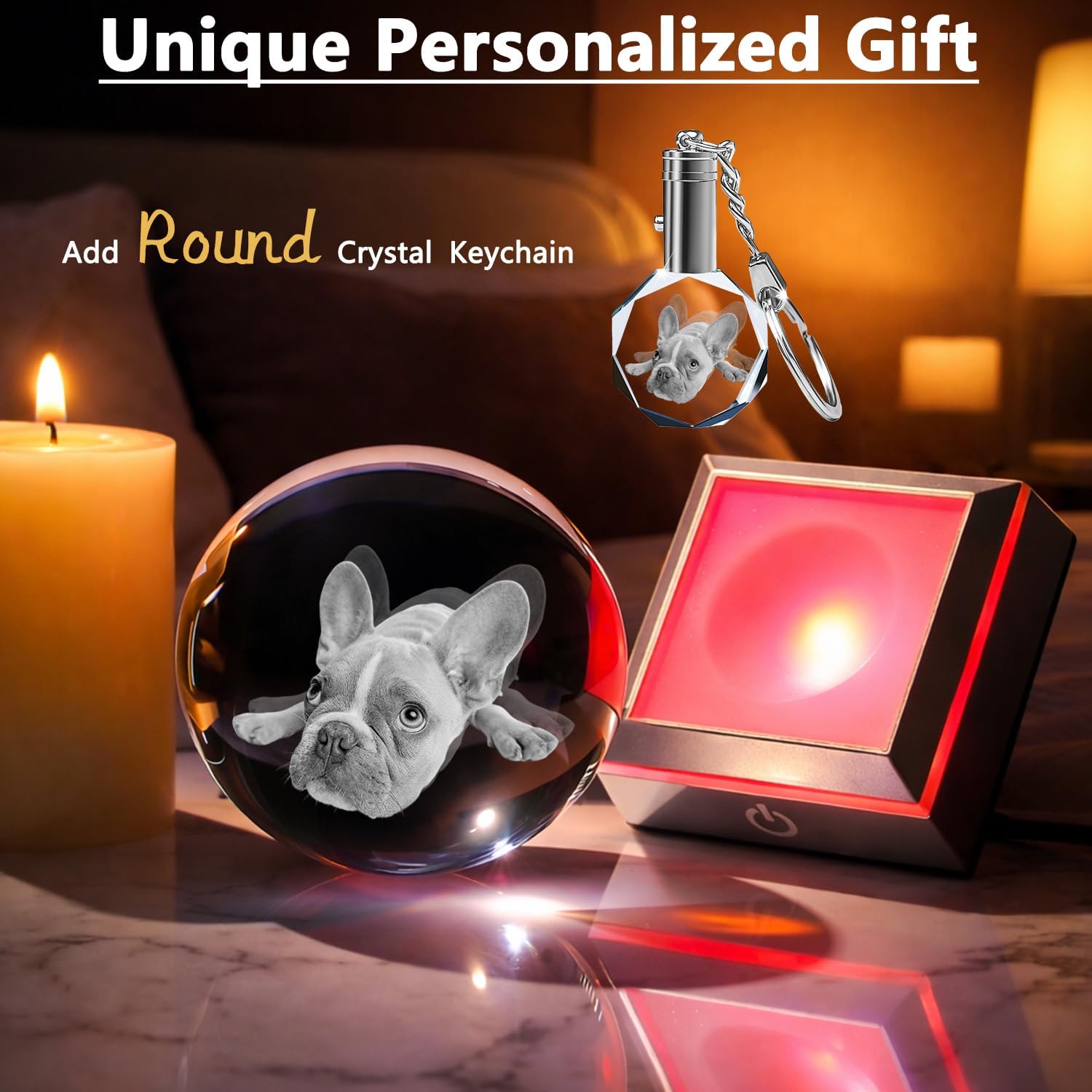 Pet Memorial Gift,3D Crystal Photo Ball,Custom 3D Engraved Dog Cat Photo in Crystal,Dog Memorial Gifts,Laser Etched Keepsake Sympathy Gift for Loss of Pet, Remembrance Gift for Dog Cat Lovers