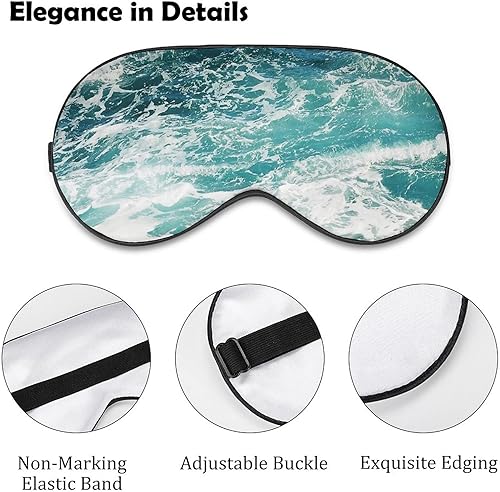 Miniatura 3 de Máscara de dormir con ondas azules del océano ligera, para ojos con correa ajustable para hombres y mujeres