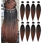 Braiding Hair Pre Stretched 24 Inch 8 Packs Ombre Braiding Hair Professional Soft Yaki Texture, Hot Water Setting Hair Extensions for Braids (24in,1B/30)