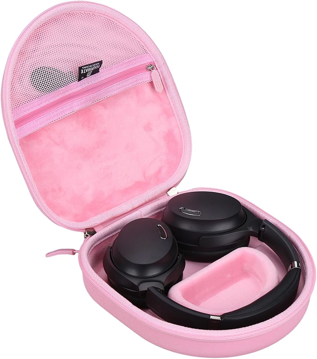 Tourmate Hard Travel Case for Skullcandy Crusher Evo Over-Ear Headphones/HROEENOI JZ02/Anker Soundcore Life Q20 Noise Cancelling Headphones (Box for Sale) (All Pink)