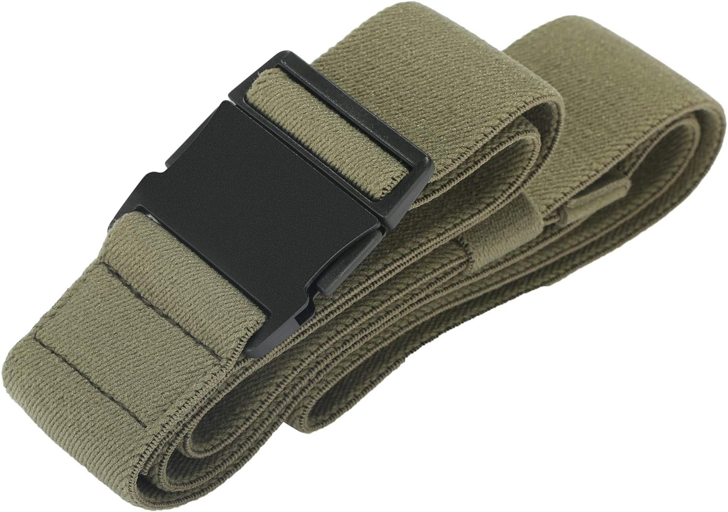 Elastic Stretch Belt for Men Invisible Casual Belt Outdoor Golf Belt Waistband with Flat Buckle for Jeans Pants Overalls