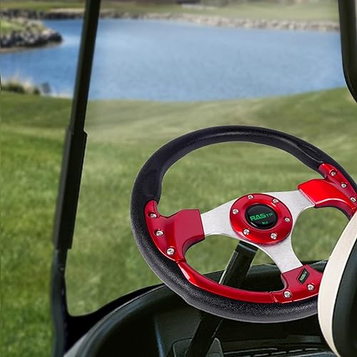 Vista 7 de RASTP Volante de carrito de golf de 12.6 pulgadas/12.598 in para Club Car DS y Club Car Precedent EZGO Yamaha Carritos de golf, rojo Estilo B- Rojo