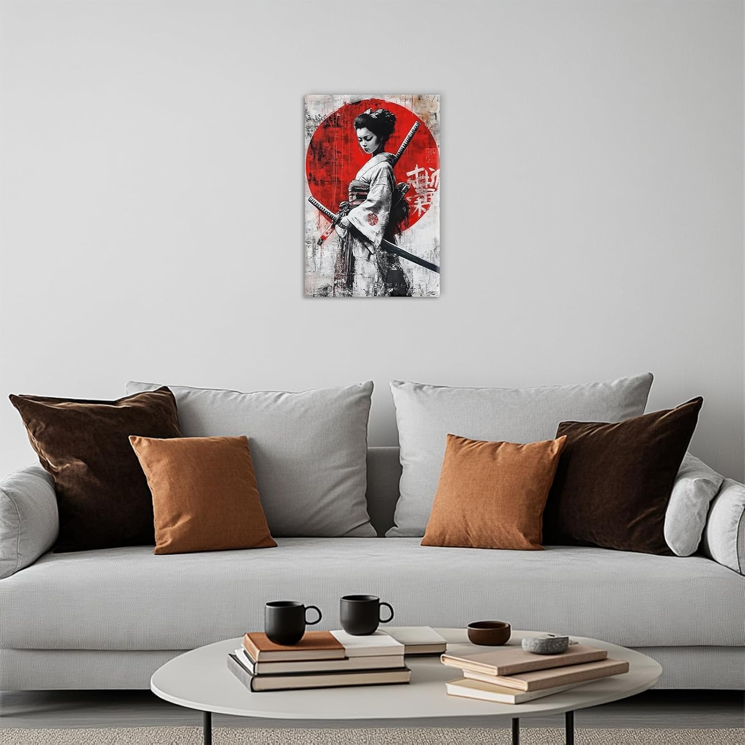 GLOKAKA Japanese Woman Wall Art Japanese Samurai Figure Pictures Canvas Print Retro Asian Traditional Artwork Home Decorations Ready To Hang(Artwork-1,16"x24")