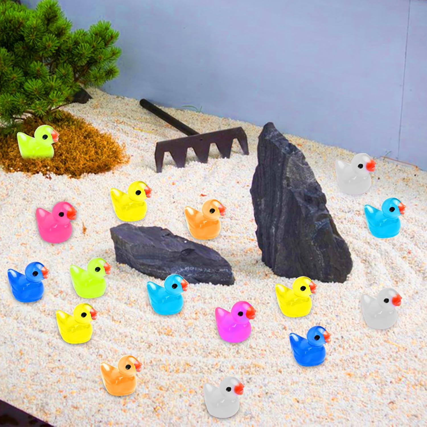 Patos Luminiscentes Jardín 100 Patitos Miniaturas De Resina Que Brillan En La Oscuridad - 10 Colores Divertidos Para Decoración DIY Patitos Pequeños