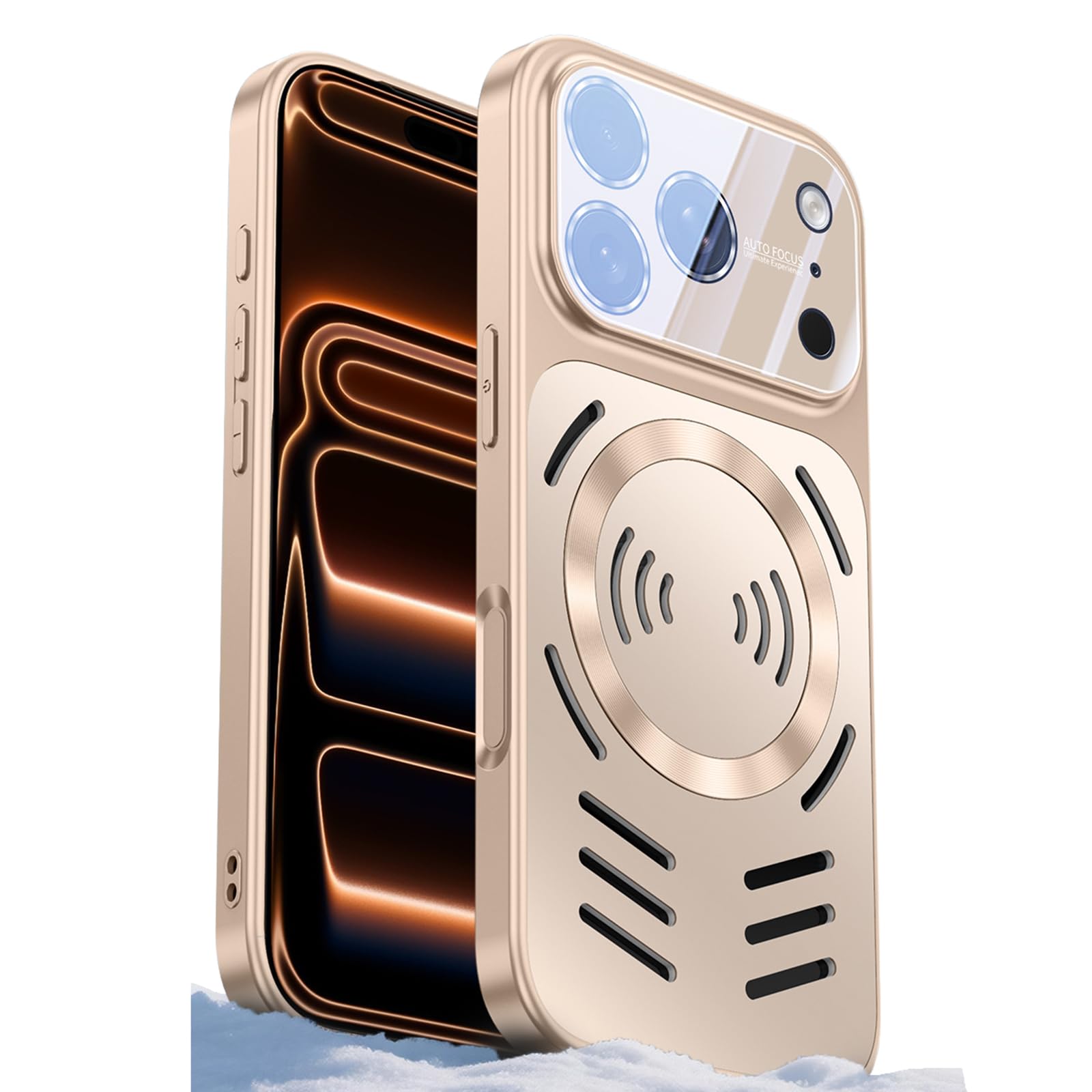 Cover Magnetica per iPhone 17 PRO Max/17 Pro/17, Dissipazione del Calore Sottile Antiurto Custodia Protezione Completa della Fotocamera,d'oro,17 PRO Max