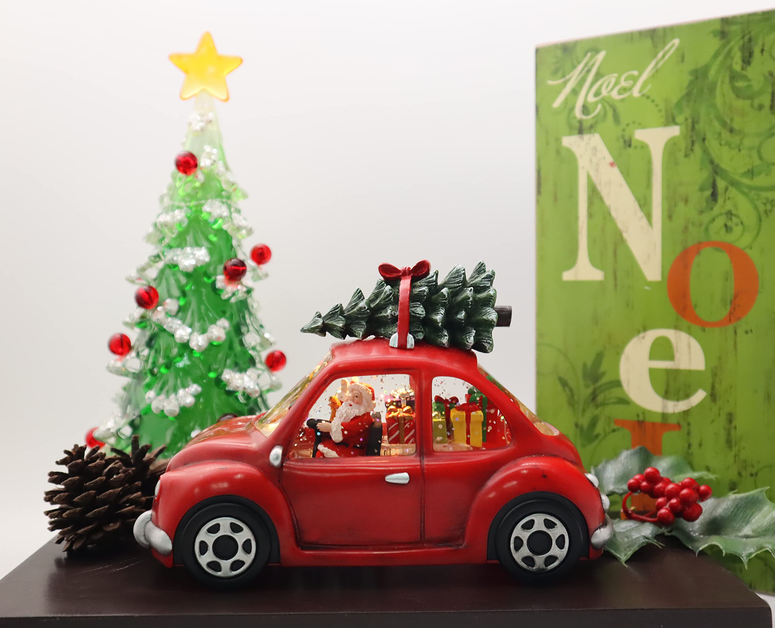 Victory Creative Christmas Holiday Illumination Santa in Car Musical Snow Globe 8