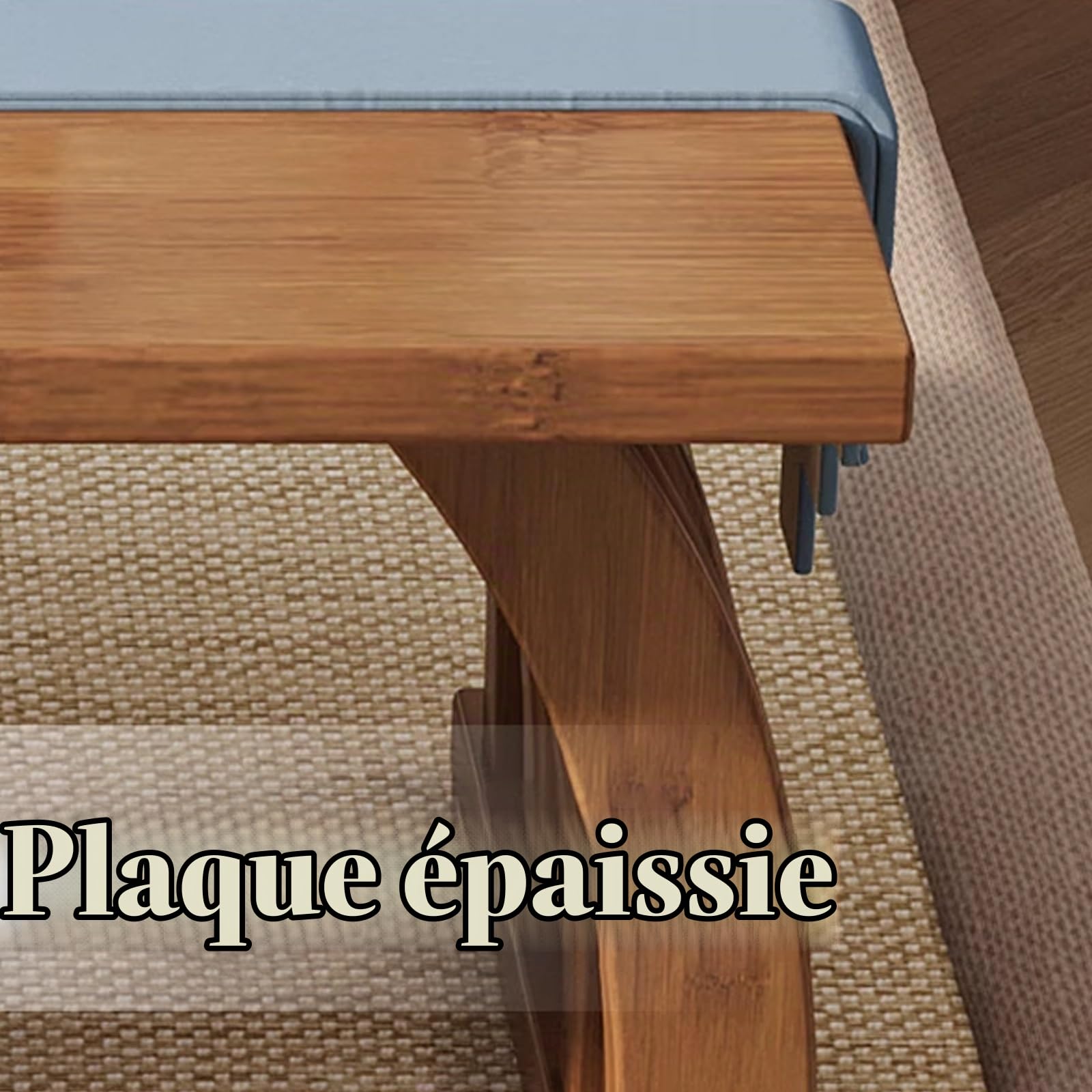 Table Basse Salon en Bambou Rustique, Pieds de Table Courbés, Multifonction Table de Thé Japonaise pour Fenêtre, Tatami, Extérieur, Lit(Natural,60 * 37 * 31cm)