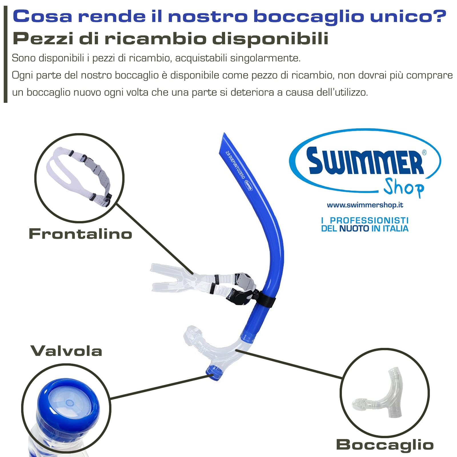 Boccaglio Frontale Nuoto Professionale | Tubo Respiratore Frontale per Allenamento Tecnico e Resistenza in Piscina | Snorkel Stabile ed Ergonomico per Nuotatori Agonisti e Amatoriali - Adulto