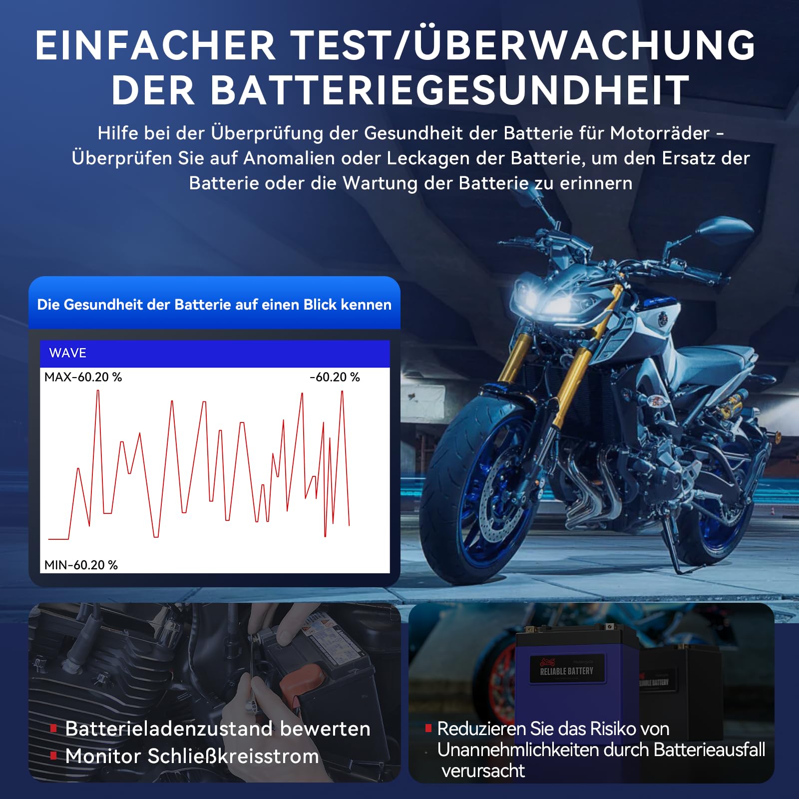 iCarsoft MT V6 Motorrad Diagnosegerät für Yamaha, Alle Systeme Diagnosen, 9 Testprojekten+ Motorrad Wartungsservices, Motorrad OBD Codeleser, Lesen/Löschen von Fehlercodes,AutoFIN, Batterietest
