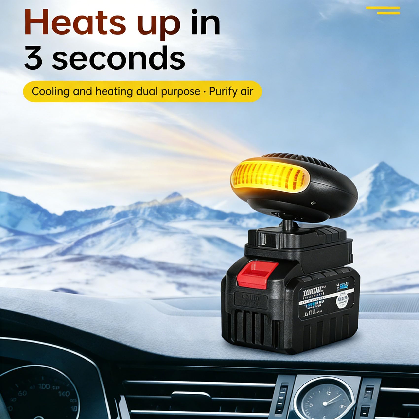 Battery Powered Space Heater, Battery Operated Heaters For Indoors, Dual USB, With 3000mah Rechargeable Batteries, Wireless, Portable, Silent, And Anti-Tilt Design For Cars/Camping (5-cell *2) — view 2