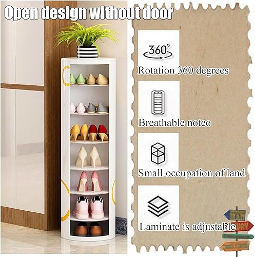 Miniatura 3 de Zapatero multifuncional de 360, armario de almacenamiento para zapatos, zapatero giratorio vertical, zapatero para entrada, almacenamiento simple y