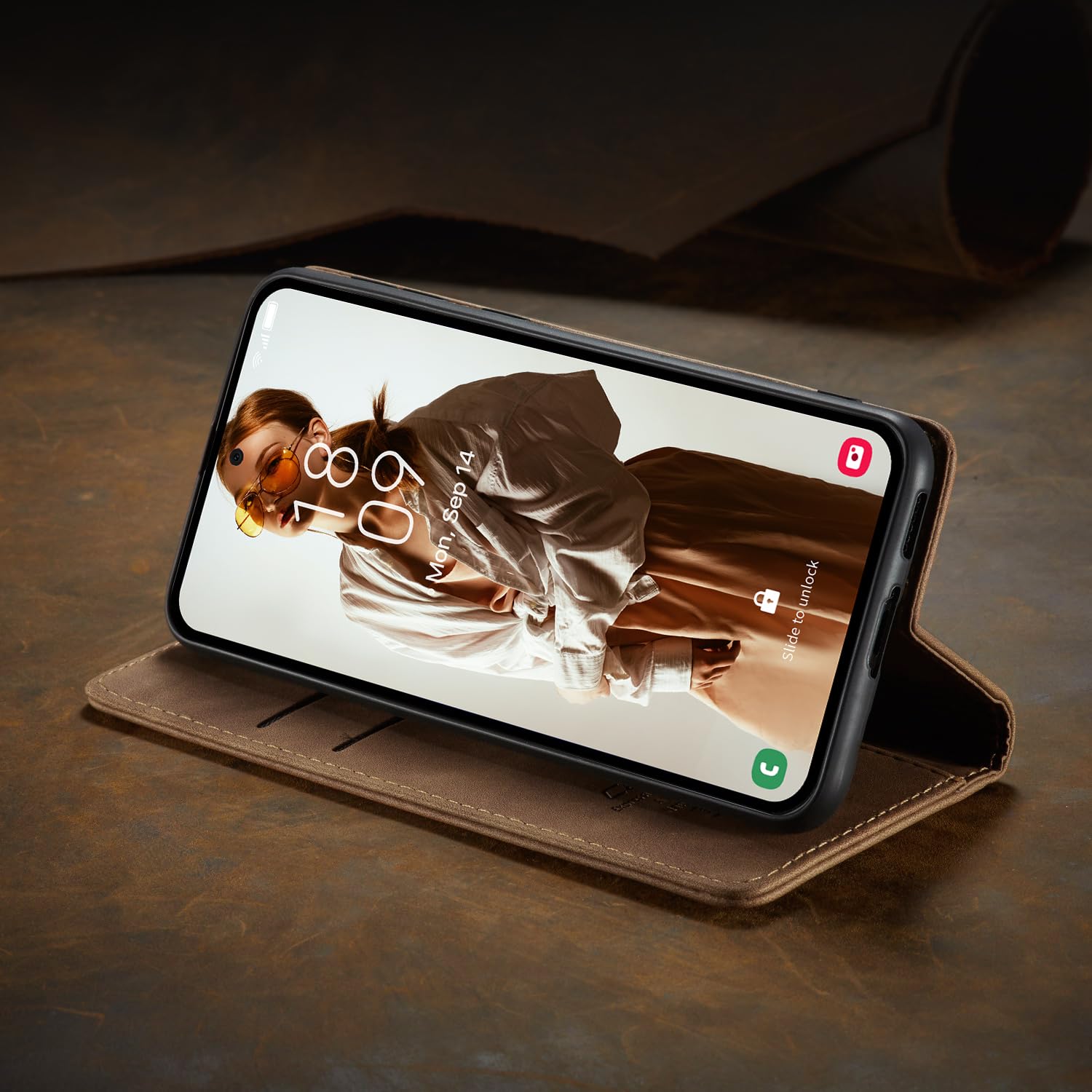 Samokor Cover per Samsung Galaxy A23 5G/4G Pelle Flip Custodia Cavalletto Portafoglio Magnetica Carta Fessura Antiurto per Samsung Galaxy A23,Marrone