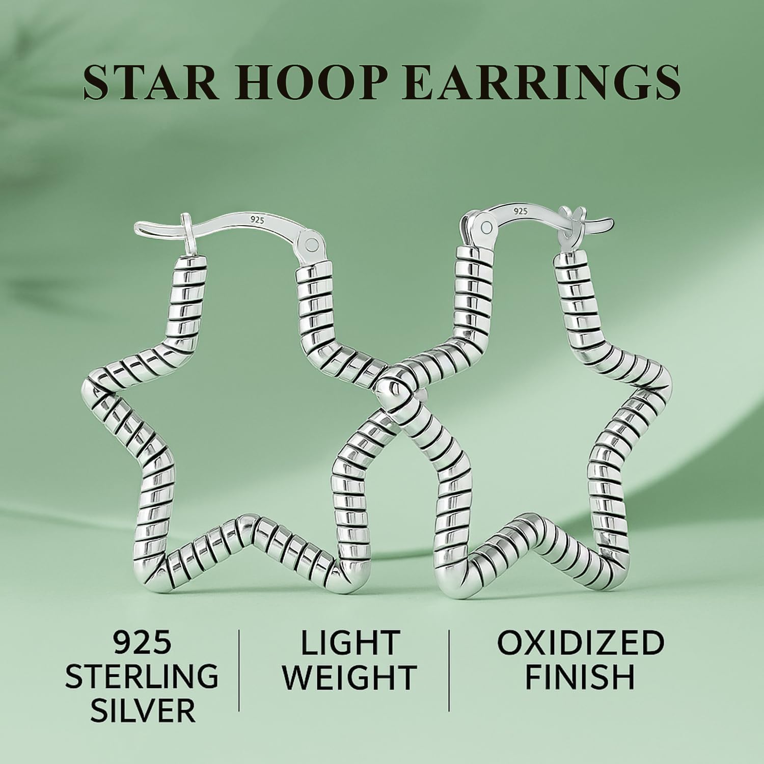 LeCalla 925 Sterling Silver Hoop Earrings for Women | Vintage Inspired Antique Star & Heart Designs Textured Hoops Earring | Hoop Earrings Jewelry Gifts for Valentine’s Day, Anniversary, Birthday