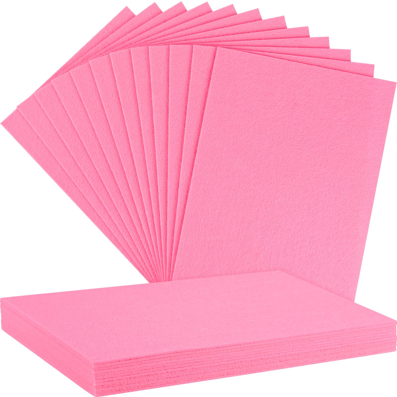 NEBURORA 2mm Thick Felt Sheets for Crafts 12 Pcs Stiff Felt for Crafts, Rose Pink Felt Fabric Sheets Patchwork Sewing Craft Supplies (Rose Pink)