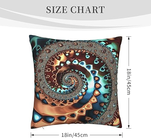 Miniatura 2 de Drissa Fundas de almohada fractal en espiral, color marrón, azul, cian, verde azulado, chocolate, remolinos, decorativas, 18 x 18 pulgadas, funda de